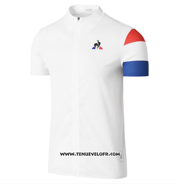 2017 Maillot Ciclismo Coq Sportif Tour DE France Blanc Manches Courtes et Cuissard